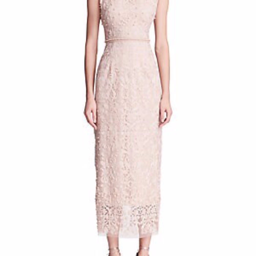 Marchesa Notte Beaded Sheath Dress